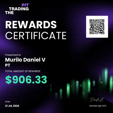 Certificado de saque emitido pela mesa The Trading Pit, no valor de US$ 906,33, em 31/07/2026.