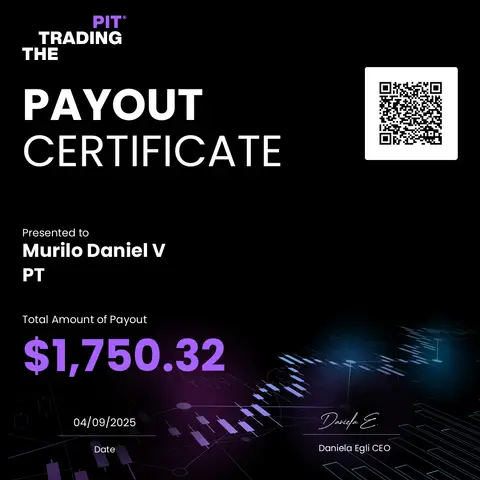 Certificado de saque emitido pela mesa The Trading Pit, no valor de US$ 1.750,32, em 04/09/2025.
