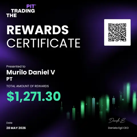 Certificado de saque emitido pela mesa The Trading Pit, no valor de US$ 1.271,30, em 28/05/2026.