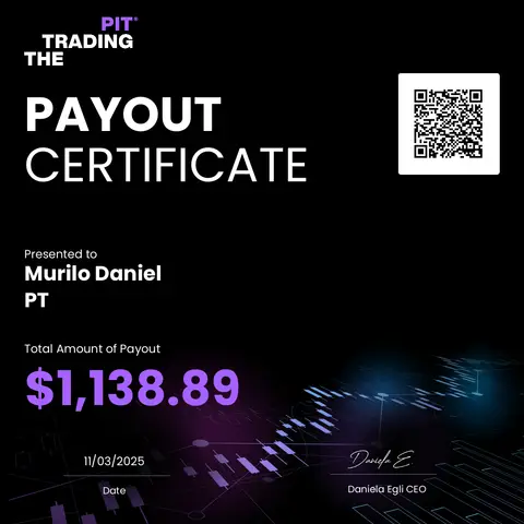 Certificado de saque emitido pela mesa The Trading Pit, no valor de US$ 1.138,89, em 11/03/2025.