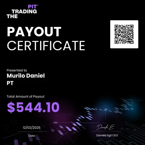 Certificado de saque emitido pela mesa The Trading Pit, no valor de US$ 544,10, em 12/02/2025.
