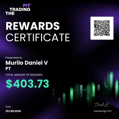 Certificado de saque emitido pela mesa The Trading Pit, no valor de US$ 403,73, em 25/02/2026.
